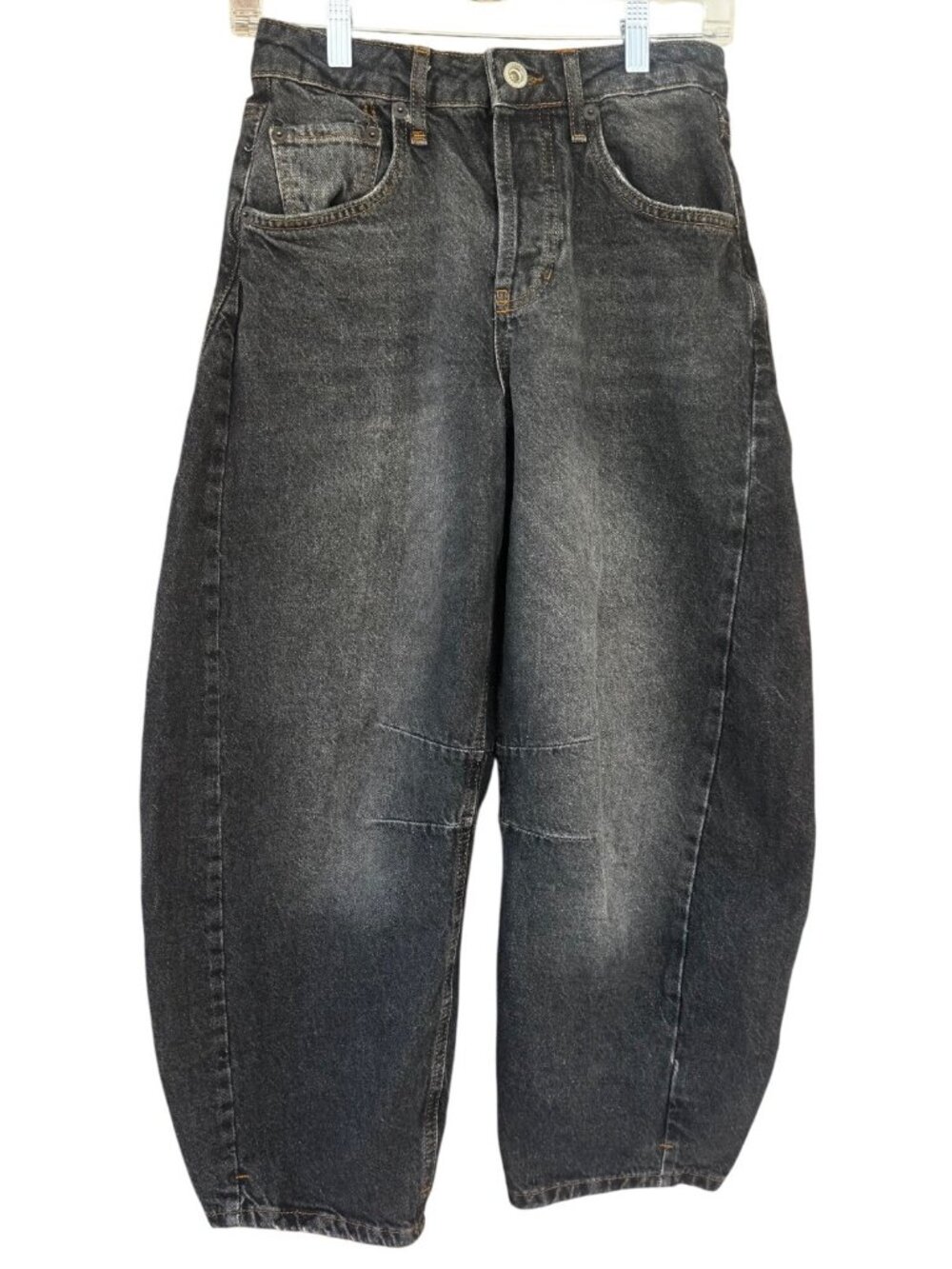 BDG Urban Outfitters Renae Horseshoe Baggy Barrel Jeans 26x32 High Rise Black